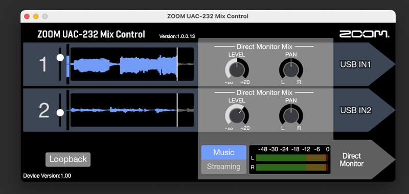 zoom uac-232 「UAC-232 Mix Control」