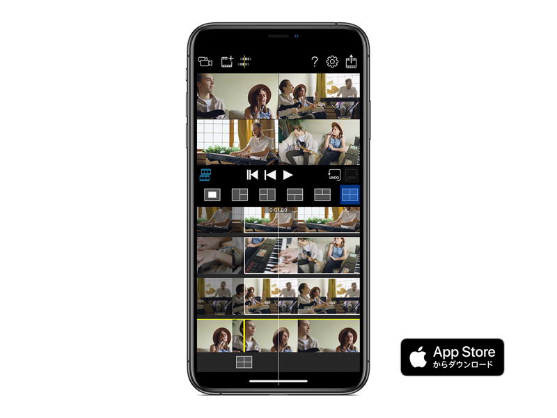 ローランド、iPhone／iPadだけで簡単にプロ並みのマルチ画面動画を作成できるアプリ「4XCAMERA Maker」が登場（無料）