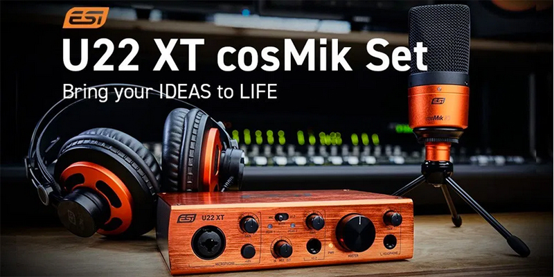 ディリゲント、ESIのオーディオI/F、マイク、ヘッドホンが1セットになった「U22 XT cosMik Set」を発売