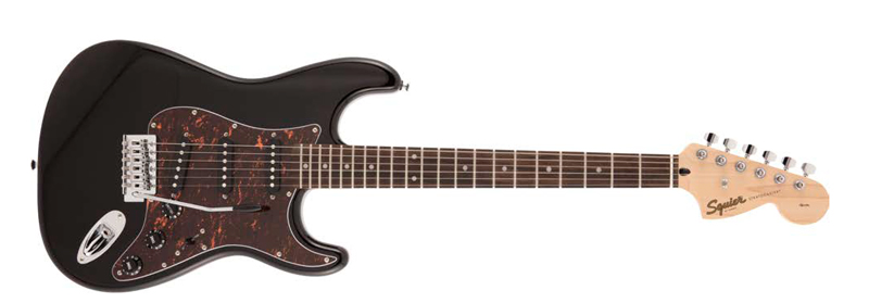 LIMITED AFFINITY STRATOCASTER®, LAUREL FINGERBOARD, BLACK WITH TORTOISESHELL PICKGUARD