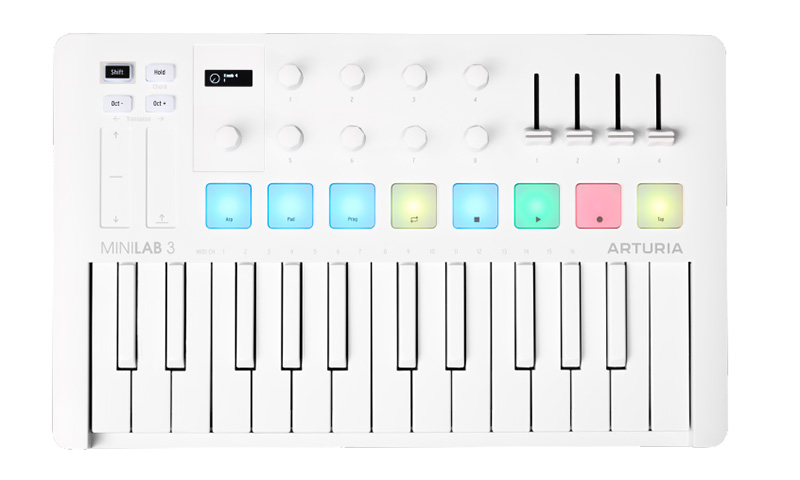 音楽制作に最適なMIDIキーボード・コントローラー「MiniLab 3」にまばゆいオールホワイト仕様が登場。